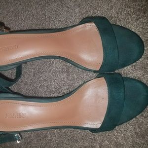 Green strappy heels
